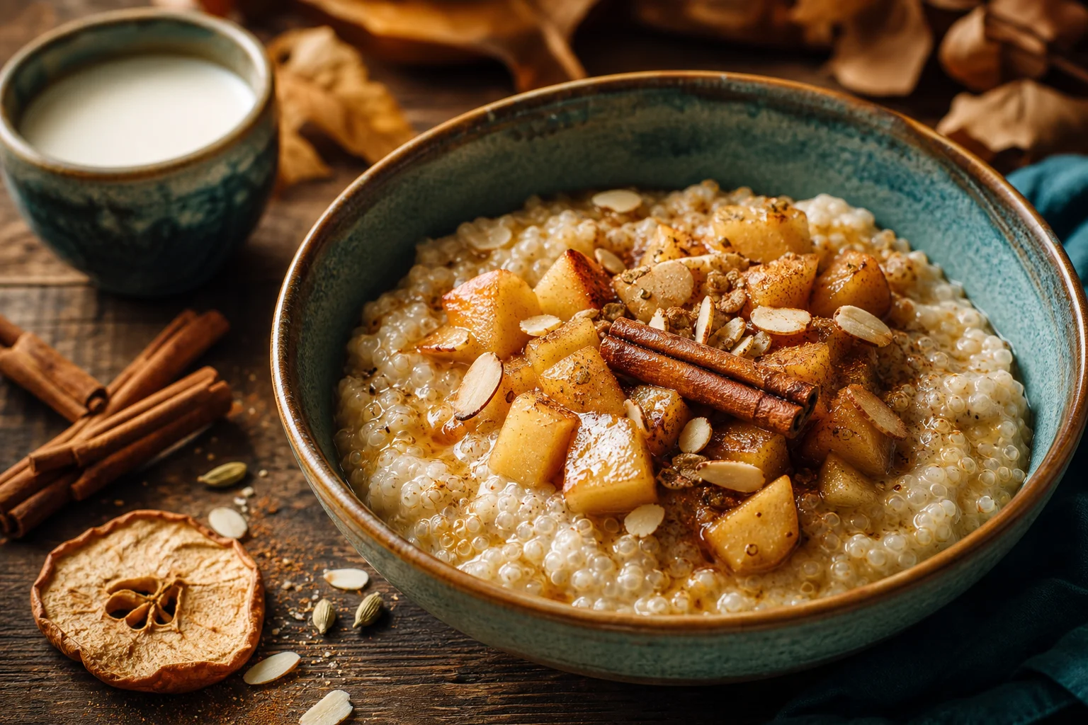Quinoa kaše s jablkem a skořicí