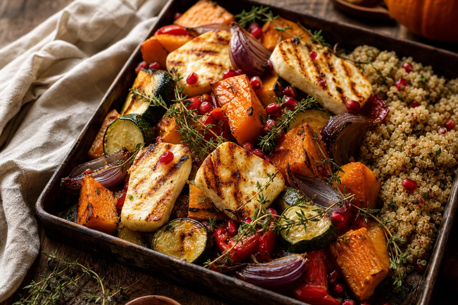 Pečená zelenina s halloumi a quinoou